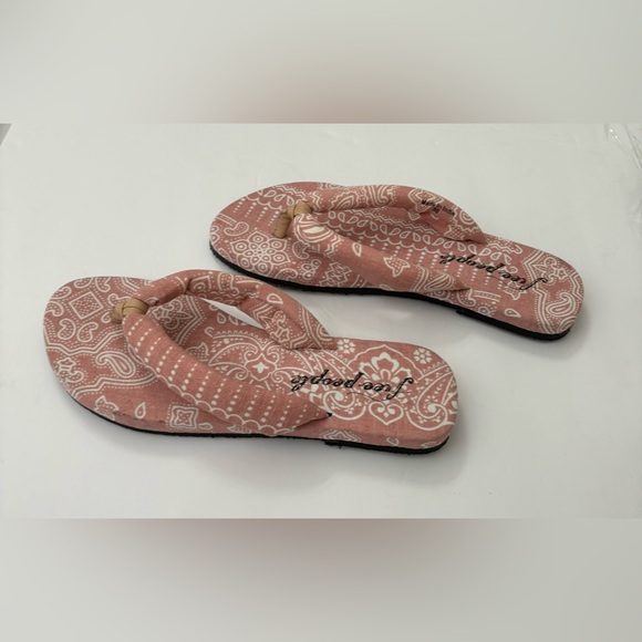 Free People Verda Women’s Boho Pink Organic Cotton Thong Sandals Size 6 Casual - Picture 3 of 7